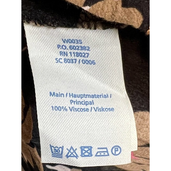 BODEN Women Top Size 4 Black Brown Pink Floral Keyhole Blouse Long Sleeve - Picture 7 of 9